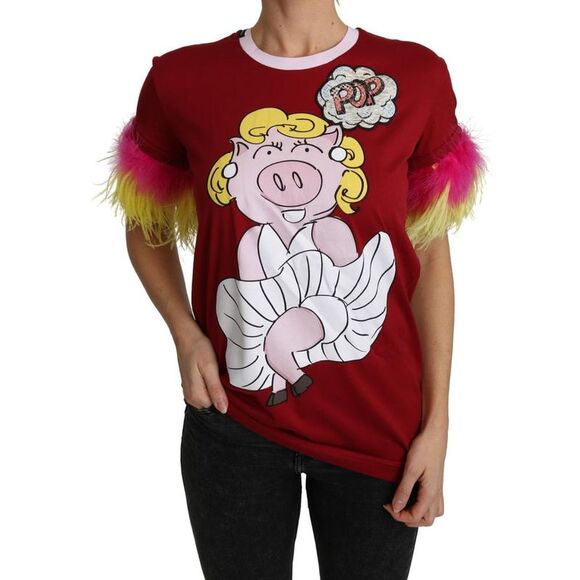 Dolce & Gabbana Pink YEAR OF THE PIG Top Cotton T-shirt